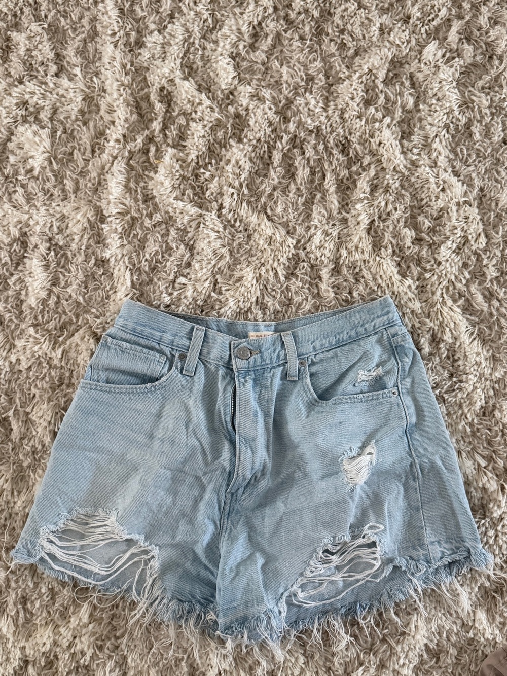 Levi's Light Blue Distressed Denim Cutoff Shorts